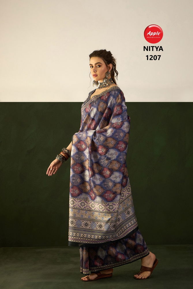 Nitya Silk 12 By Apple Daily Wear Printed Bhagalpuri Silk Sarees Wholesale Price In Sarees
